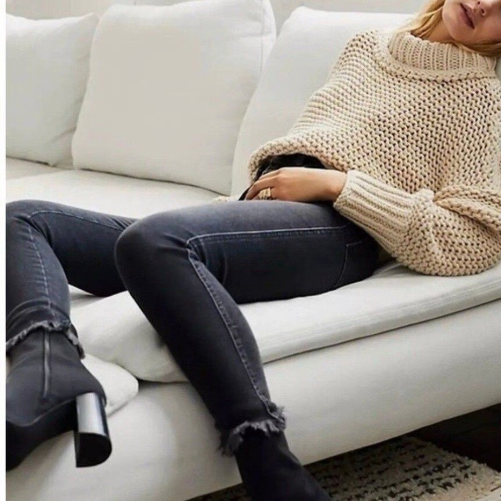 Free People Black Raw Hem Skinny Jeans in Washed Black Style 48835938